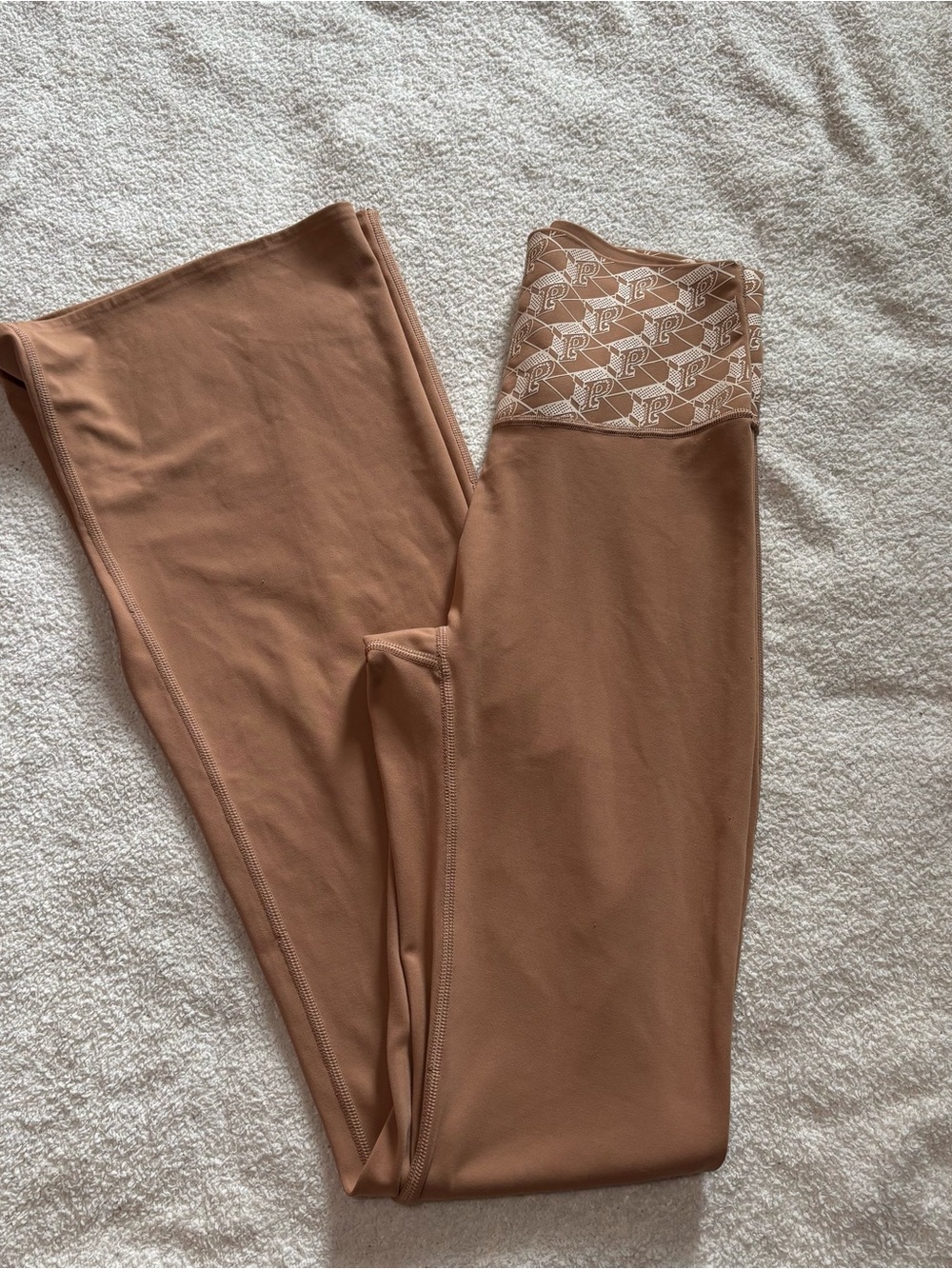 PINK Victoria's Secret Tan Leggings with Patterned Waistband